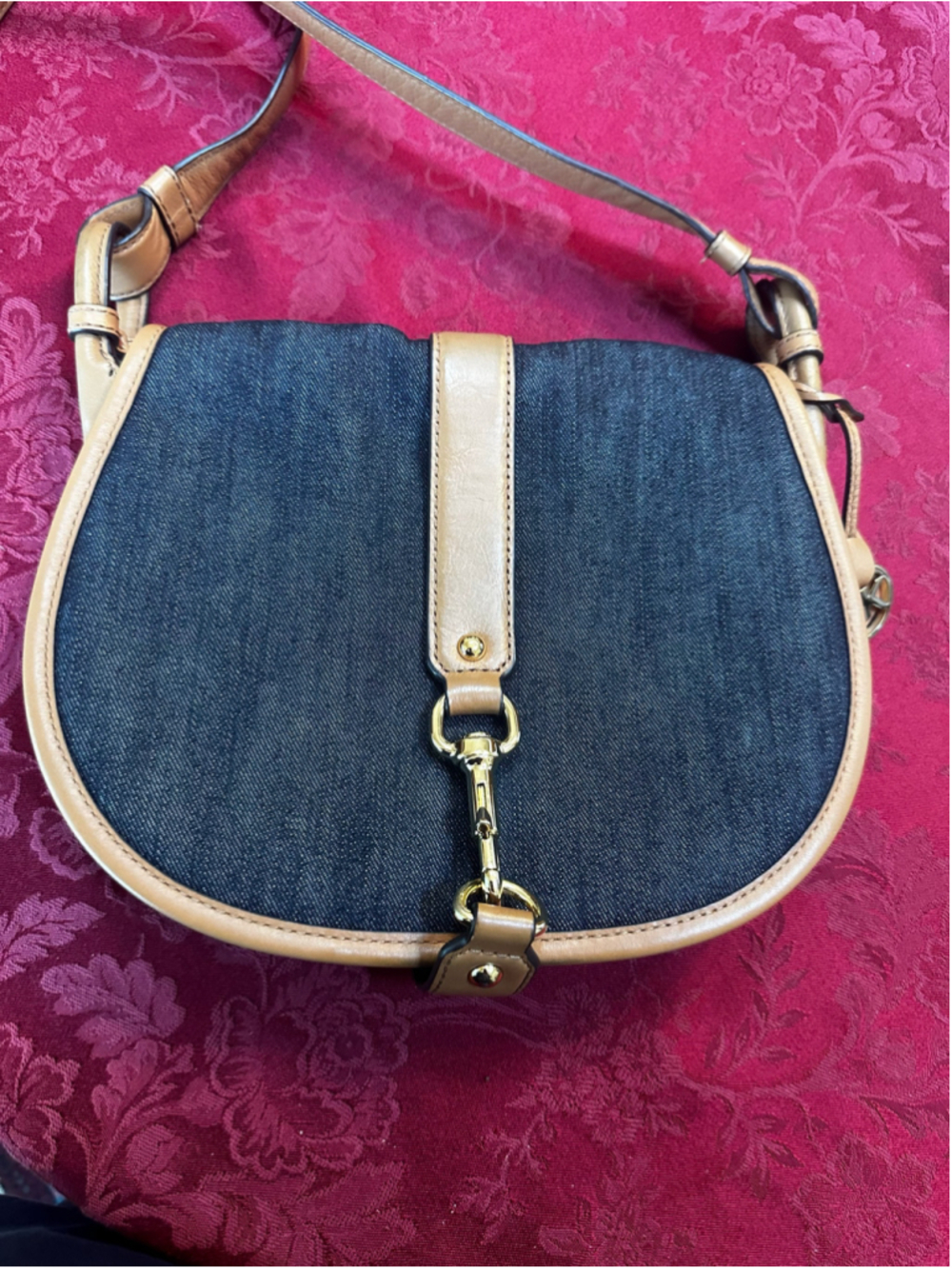 Michael Kors Blue Denim & Tan Leather Crossbody Bag - Picture 3 of 12